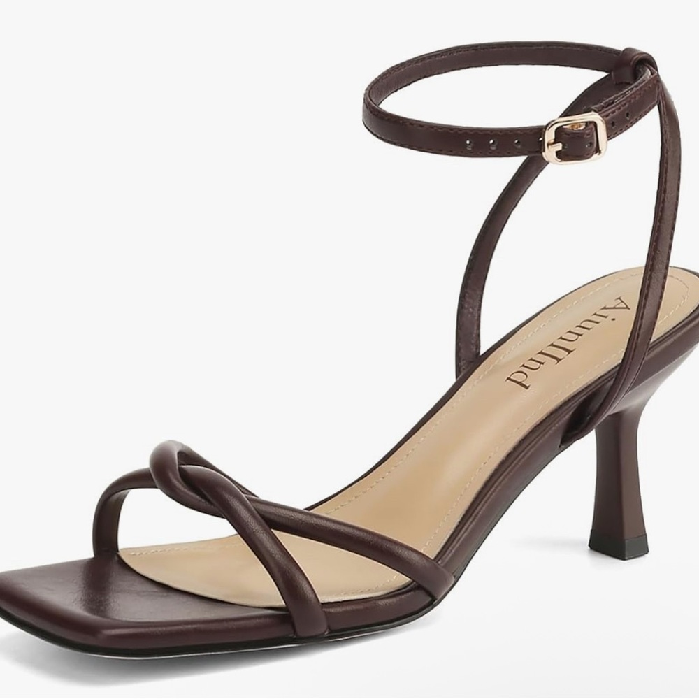 Open Toe Kitten Heels Strappy Ankle Strap